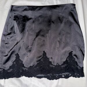 Urban Outfitters Black Satin Lace Chemise